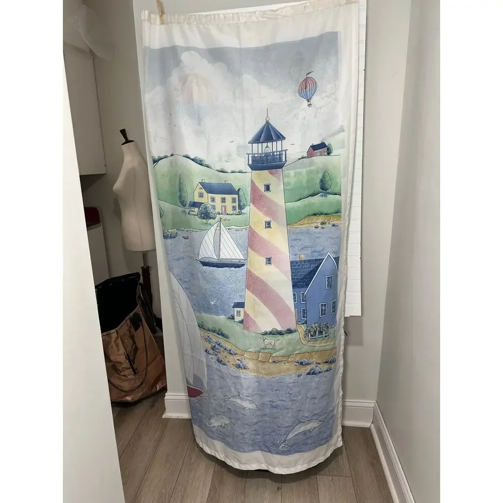 Warren Kimble Coastal Breeze Collection Shower Curtain Lighthouse Sailboats